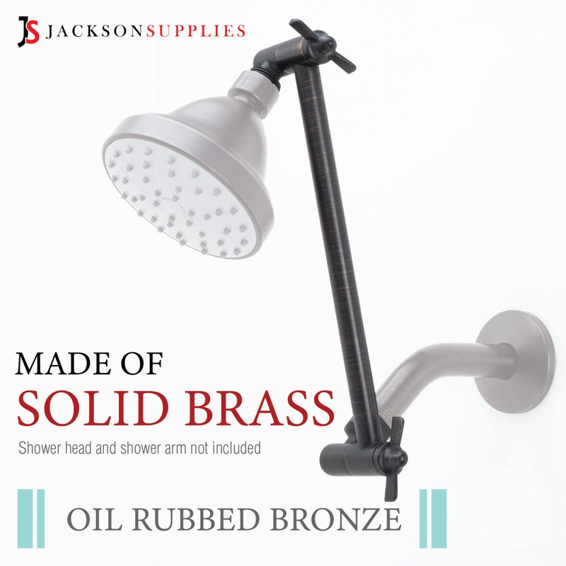 JS Jackson Supplies Shower Head Extension Arm by JS Jackson Supplies, Adjustable 10 Inch Showerhead Extender, Solid Brass Construction, Universal Tall Hi-lo Pipe Height Extending (Oil Rubbed Bronze Finish) - Image 4